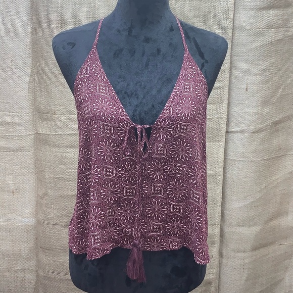 Akira Chicago Purple and Cream Crop Top - Picture 2 of 6